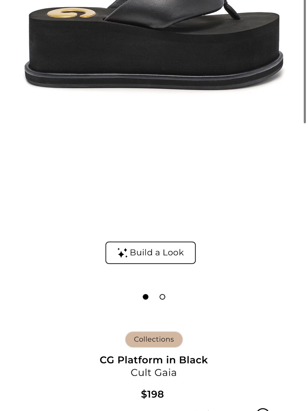 cult gaia Black Platform Flip-Flop Sandal with Gold Accent